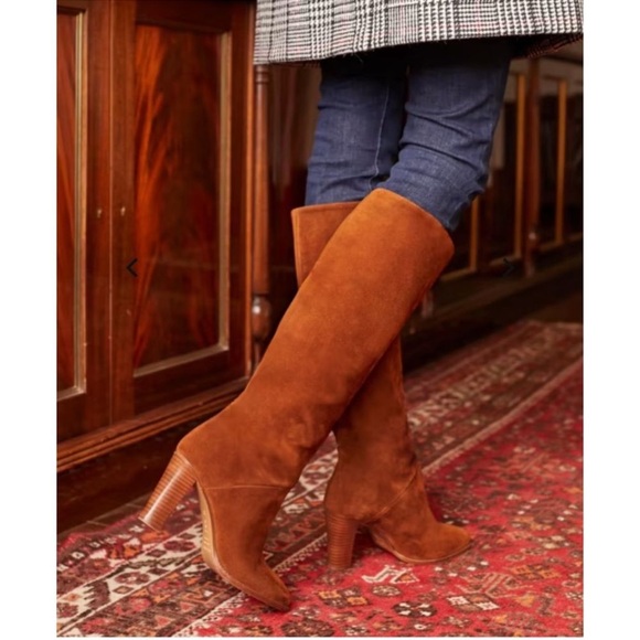 Sezane Abby Knee High Boots Camel Brown Suede Size 39 US 8 - Picture 6 of 16